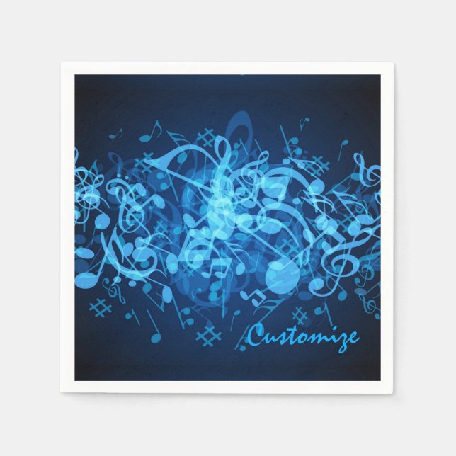 Serviette Jetable Notes de musique Blue Glow Napkins (Devant)