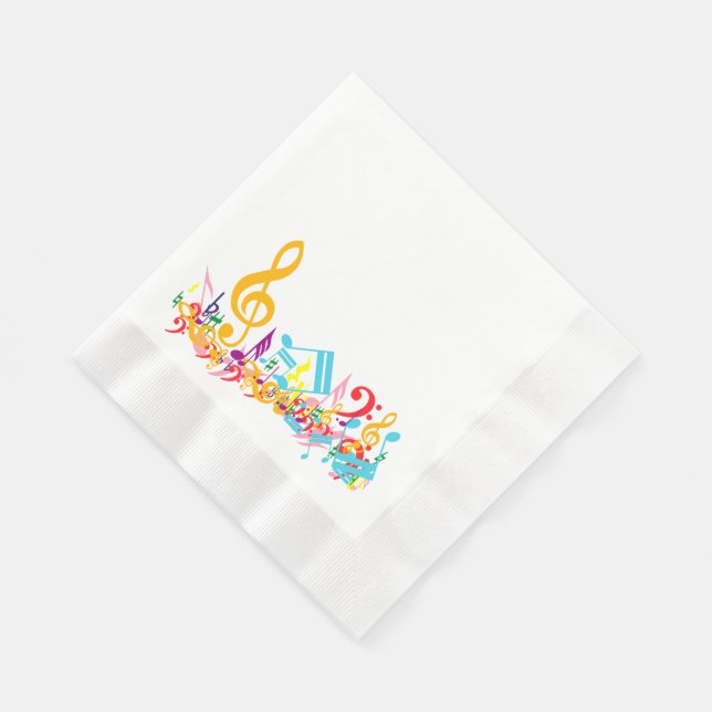 Serviette Jetable Notes de musique colorées (Coin)