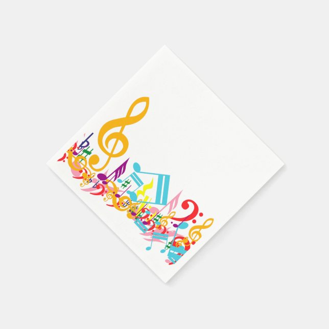 Serviette Jetable Notes de musique colorées (Coin)