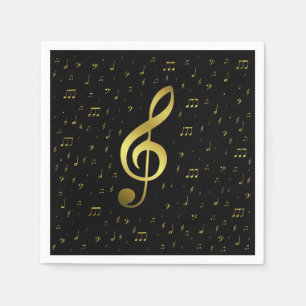 Serviette Jetable notes de musique or