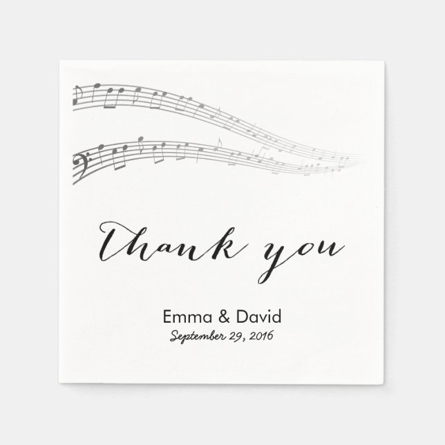 Serviette Jetable Notes musicales Merci Mariage musical (Devant)