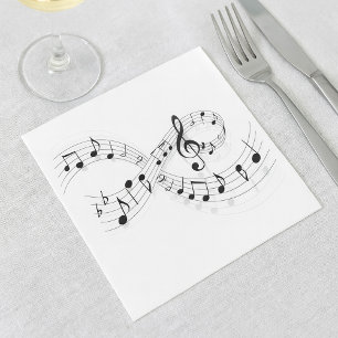 Serviette Jetable Notes Musicales Sur Une Gamme De Papier D'État-Maj