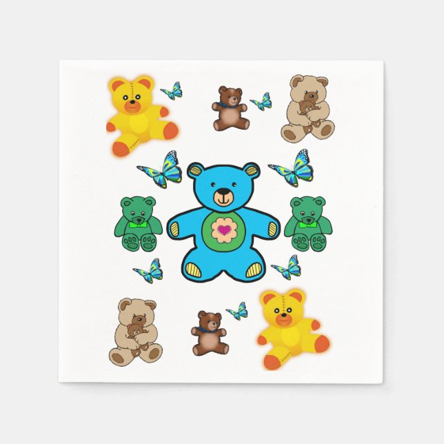 Serviette Jetable Nounours de Napkin papier (Devant)