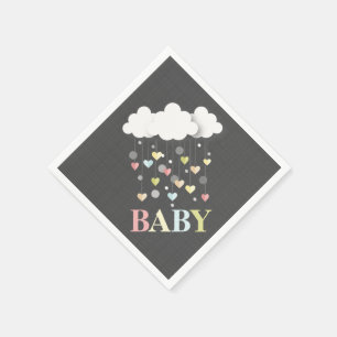 Serviette Jetable Nuages + Serviettes de baby shower de coeurs