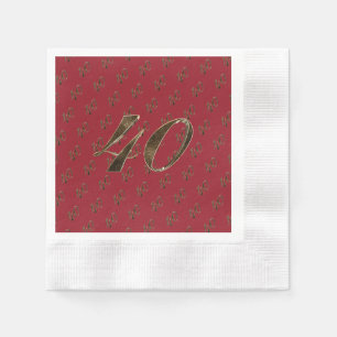 Serviette Jetable Numéro 40 40e anniversaire Ruby Typographie d'or