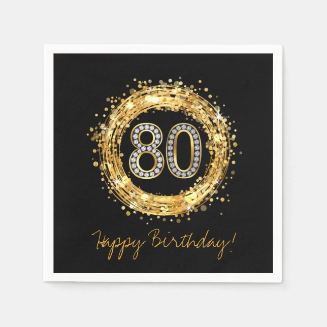 Serviette Jetable Numéro de diamant 80 Parties scintillant Bling Con (Devant)