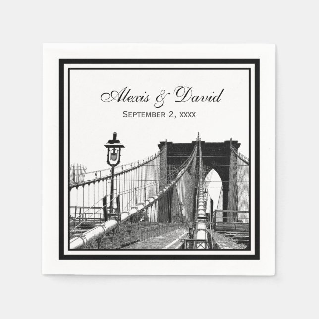 Serviette Jetable NYC Skyline Brooklyn Bridge #2 SQ Mariage (Devant)