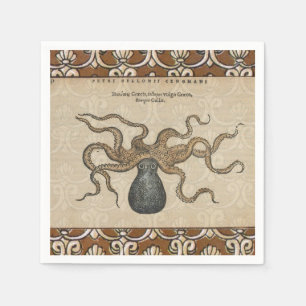 Serviette Jetable Octopus Kraken Illustration Vintage