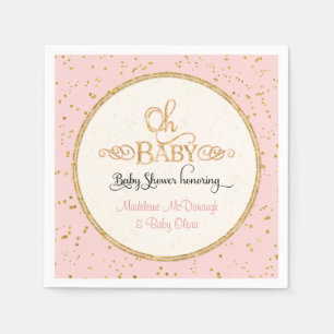 Serviette Jetable OH Baby shower Décor Girl Glam Parties scintillant