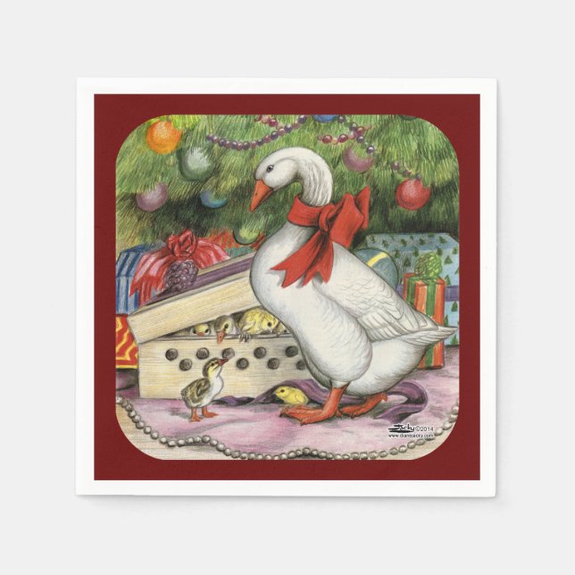 Serviette Jetable Oie de Noël (Devant)