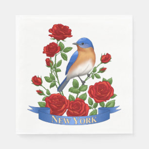Serviette Jetable Oiseau et fleurs de l'État de New York