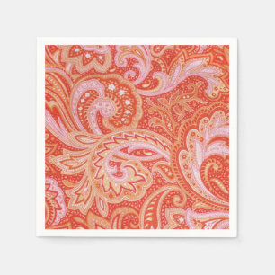 Serviette Jetable Orange Paisley