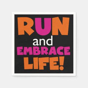 Serviette Jetable Orange Rose Texte Fitness Runner Marathon