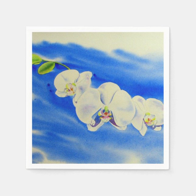 Serviette Jetable Orchidée Aquarelle peinture, brise, Nuages (Devant)