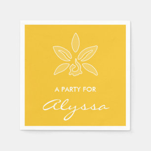 Serviette Jetable Orchidée Élégante Fleur Jaune Simple et Riche Avec