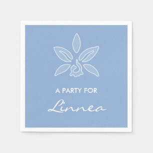 Serviette Jetable Orchidée Élégante Fleur Simple Bleu Poudre Avec No