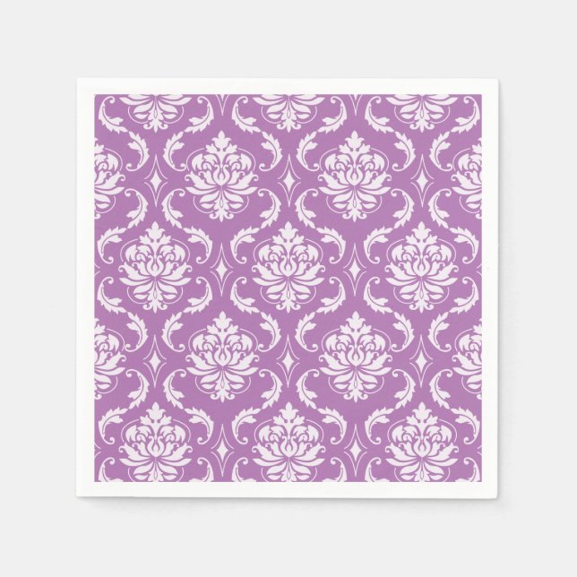 Serviette Jetable Orchidée rayonnante modèle classique Damas (Devant)
