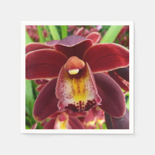 Serviette Jetable Orchidées de Maroon I Beau Floral Rouge