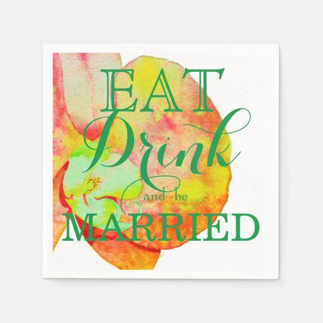 Serviette Jetable Orchidées des Caraïbes, fleurs d'aquarelle tropica (Devant)