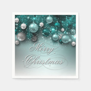 Serviette Jetable Ornements de Noël - Turquoise