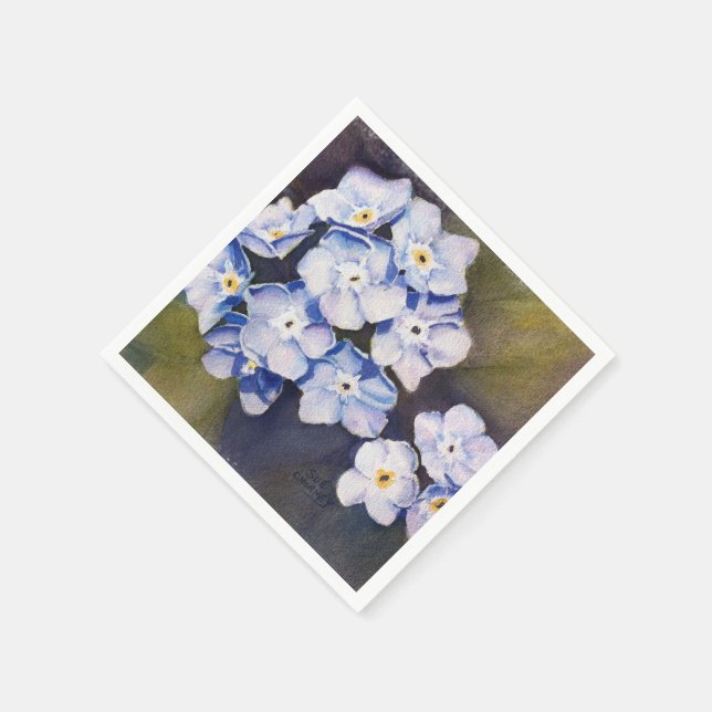 SERVIETTE JETABLE OUBLIER-ME-NOTS PAPIER FLEURS NAPKINS (Coin)