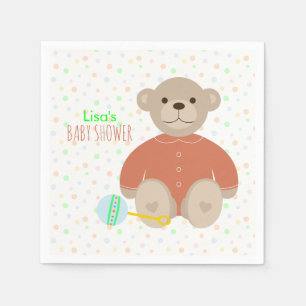 Serviette Jetable Ours de nounours habillé dans le baby shower de