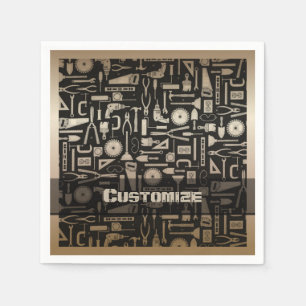 Serviette Jetable Outils d'atelier Black & Gold