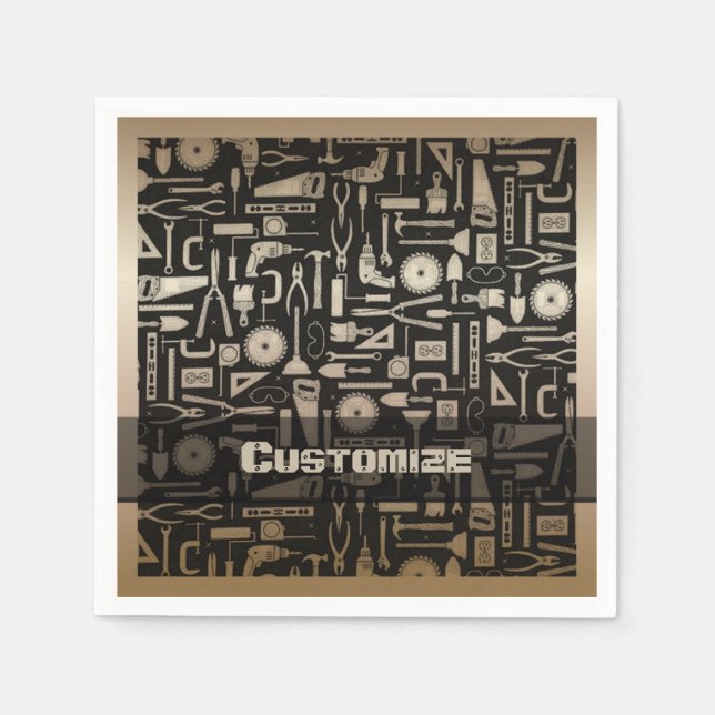 Serviette Jetable Outils d'atelier Black & Gold (Devant)