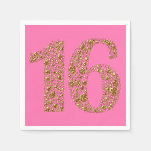 Serviette Jetable Paillettes dorées 16 Seize 16e Anniversaire TOUTE 