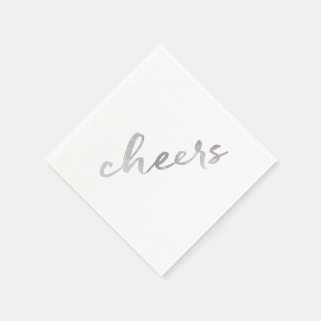 Serviette Jetable Painted Cheers Faux Silver Foil Nouvel An Napkin (Coin)