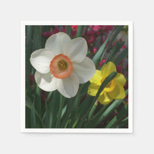 Serviette Jetable Pair of Daffodils Pink and Yellow Spring Flowers