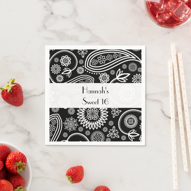 Serviette Jetable Paisley Motif, Persian Paisley, Boteh, Sweet 16 (En situation)
