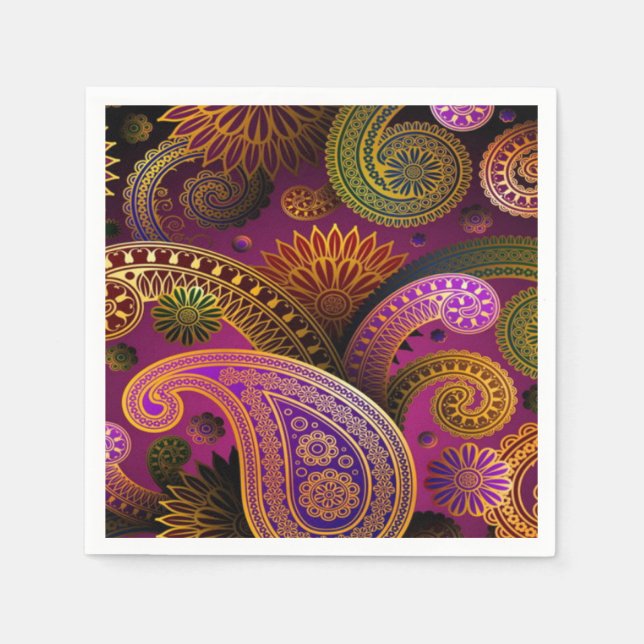 Serviette Jetable Paisley Purple (Devant)