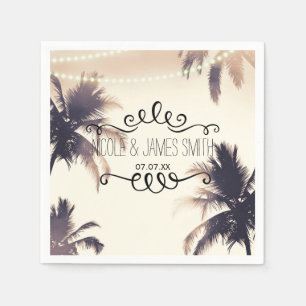 Serviette Jetable Palmiers Tropicaux & Lumières Crème Rêve