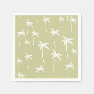 Serviette Jetable Palmiers verts et blancs