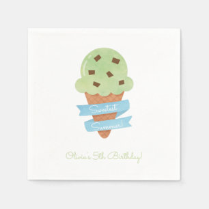 Serviette Jetable Paniers Anniversaires de enfants Green Ice Cream C