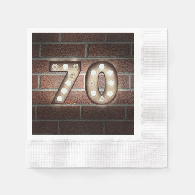 Serviette Jetable Panneau de marquise du 70e anniversaire sur mur en (Devant)