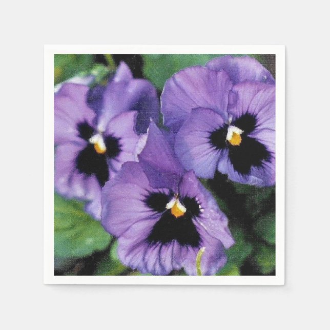 Serviette Jetable Pansies violettes (Devant)