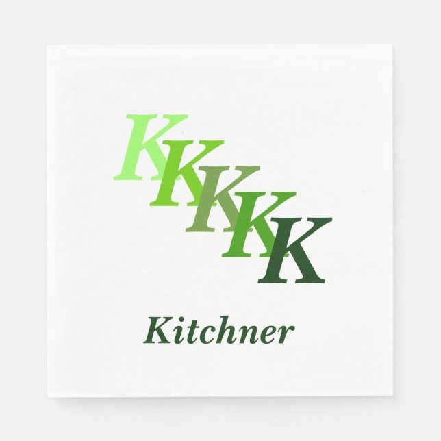 Serviette Jetable Paper Napkin - Initials with Name in Green (Devant)