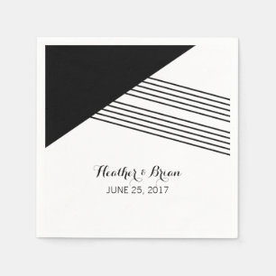 Serviette Jetable Papier à bande géométrique noir blanc