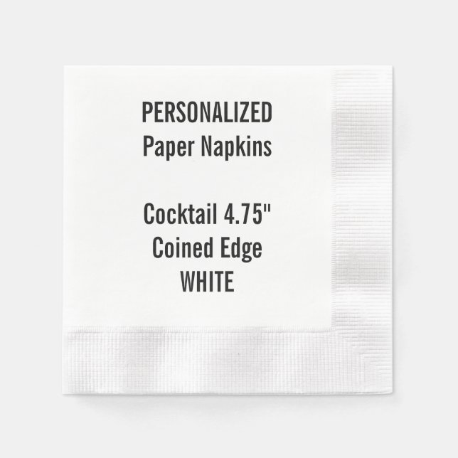 Serviette Jetable Papier à cocktail blanc personnalisé Napkin (Devant)