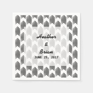 Serviette Jetable Papier à flèches tribales en noir blanc
