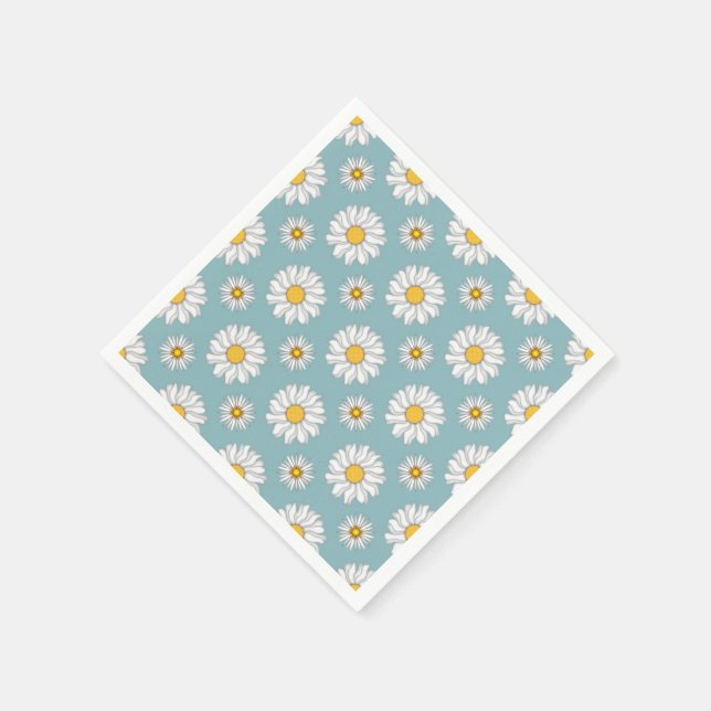 Serviette Jetable Papier à motifs floraux turquoise et blanc (Coin)