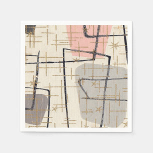Serviette Jetable Papier Abstrait moderne du milieu du siècle