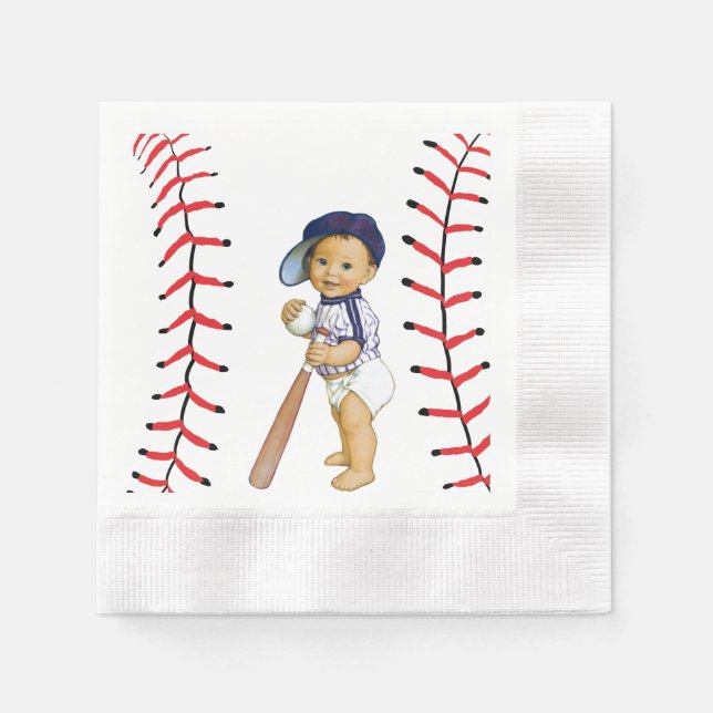 Serviette Jetable Papier Baby shower de base-ball (Devant)