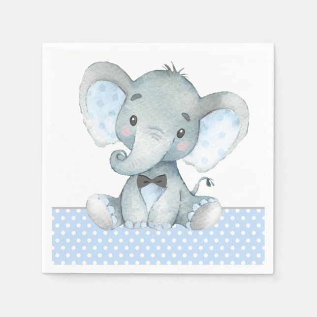 Serviette Jetable Papier Baby shower éléphant garçon (Devant)