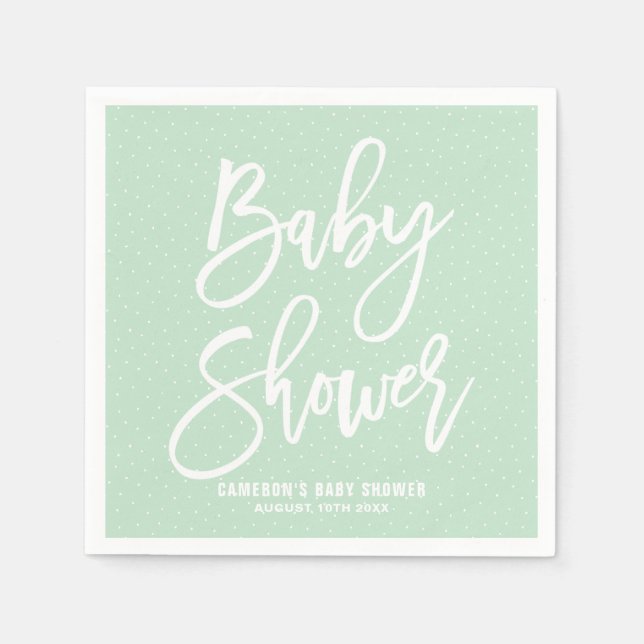 Serviette Jetable Papier Baby shower Lettré Monnaie Verte (Devant)