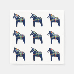 Serviette Jetable Papier bleu Dala Horse