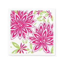 PAPIER CHIC NAPKIN_LOVELY CHAUD ROSE/VERT FLORAL