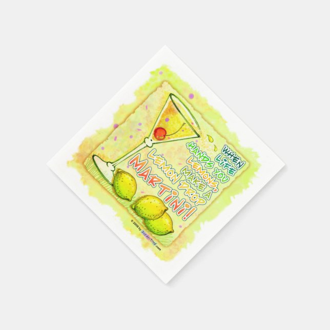 SERVIETTE JETABLE PAPIER COCKTAIL NAPKINS - FAIRE UNE LEMON DROP MAR (Coin)